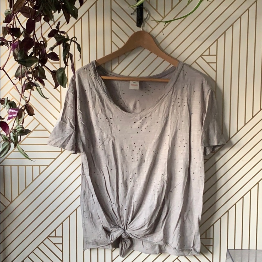 Distressed grey cotton slouchy tee